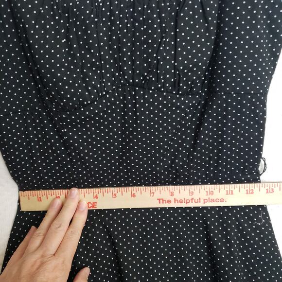 VTG Y2K Rockabilly Pinup Girl Polka Dot Dress Ruby Rox Black Retro Babydoll Sz 7 - Picture 9 of 12